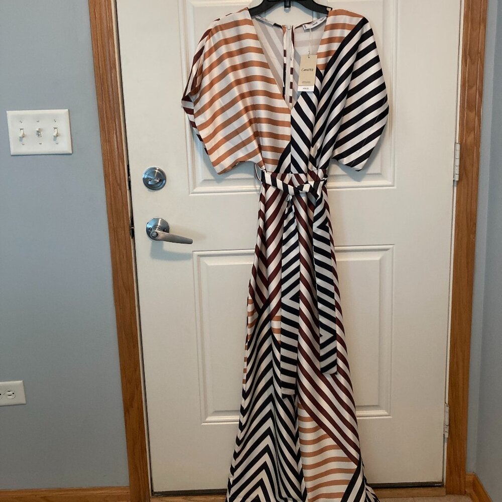 Mango Multicolor Striped Geometric Jumpsuit Italian Fabric Women Size M